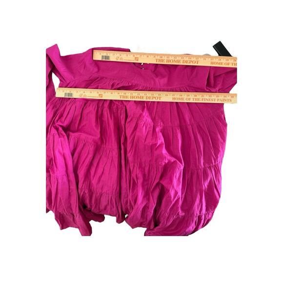 Merlette Soliman Dress Fuchsia Small Tiered Swing Mini Pima Cotton - Picture 9 of 12